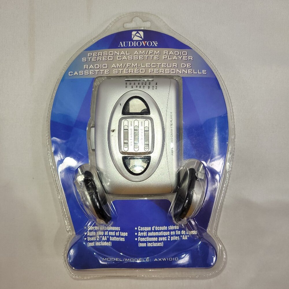 Audiovox Portable Walkman Stereo Cassette Player & Headphones NEW